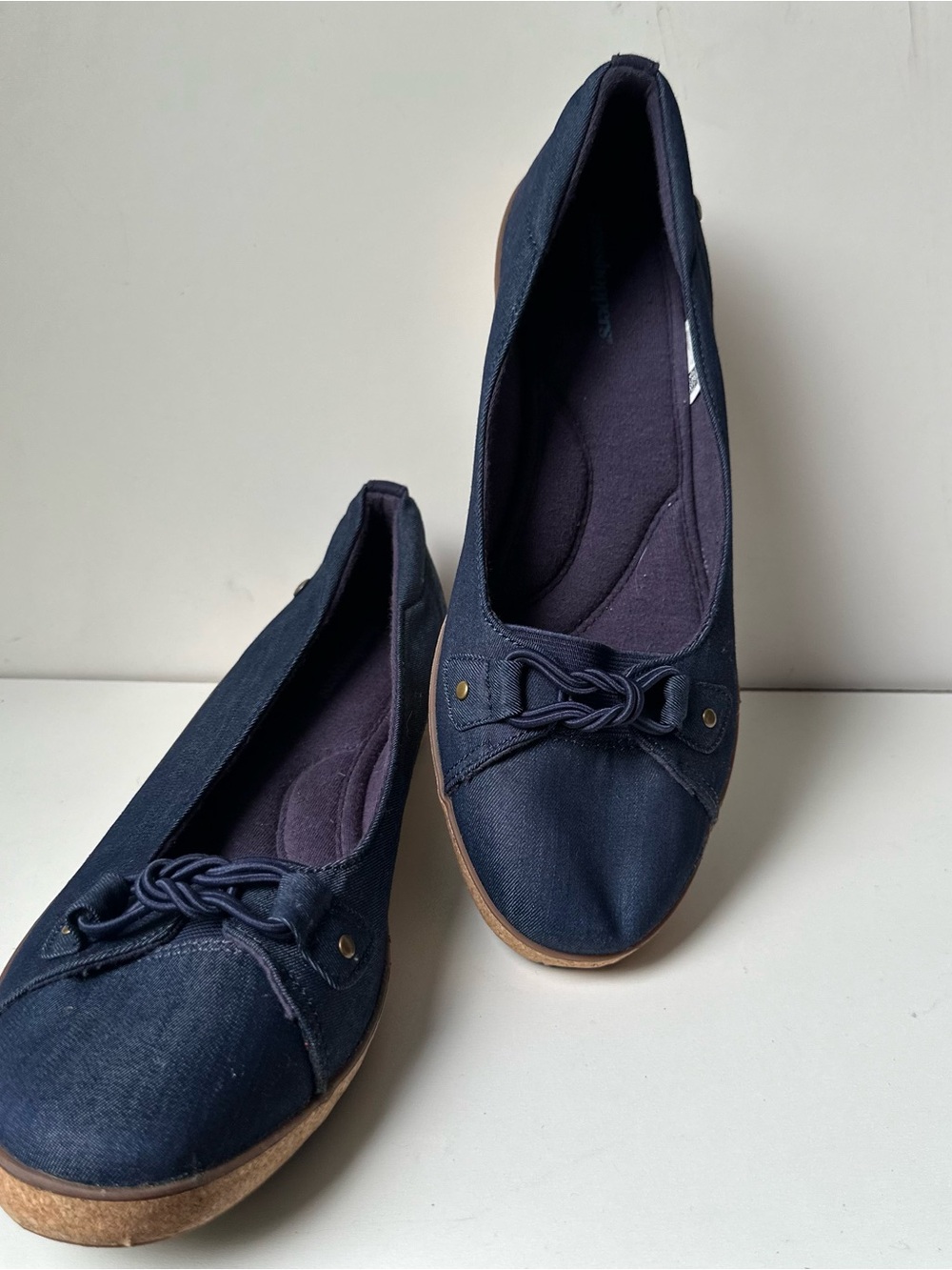Keds Grasshoppers Women's Navy Blue Denim Wedge Shoes Cork Heel Size EF59883
